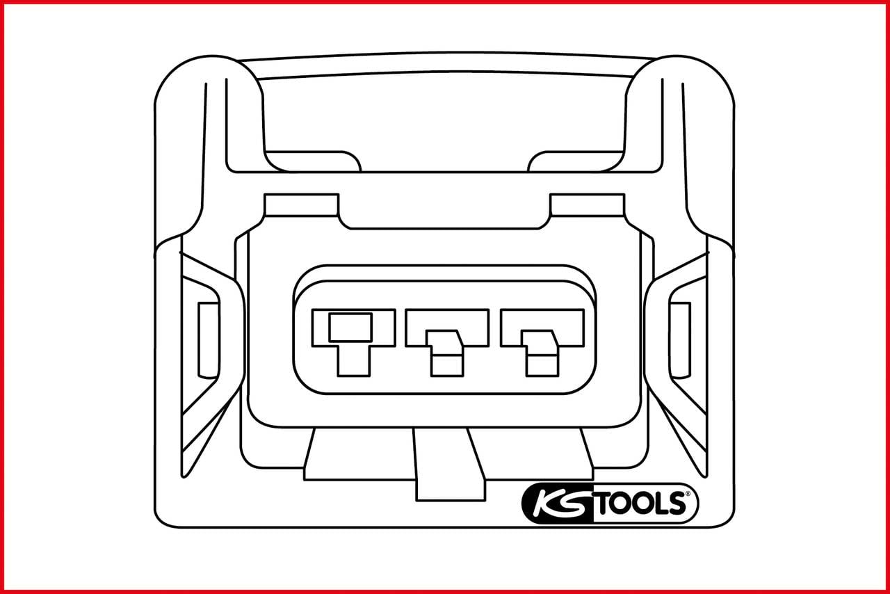 Nicht beschreibbares Diagramm oder Schaltplan eines Steckverbinders mit dem Logo 'KS TOOLS' in der unteren rechten Ecke.
