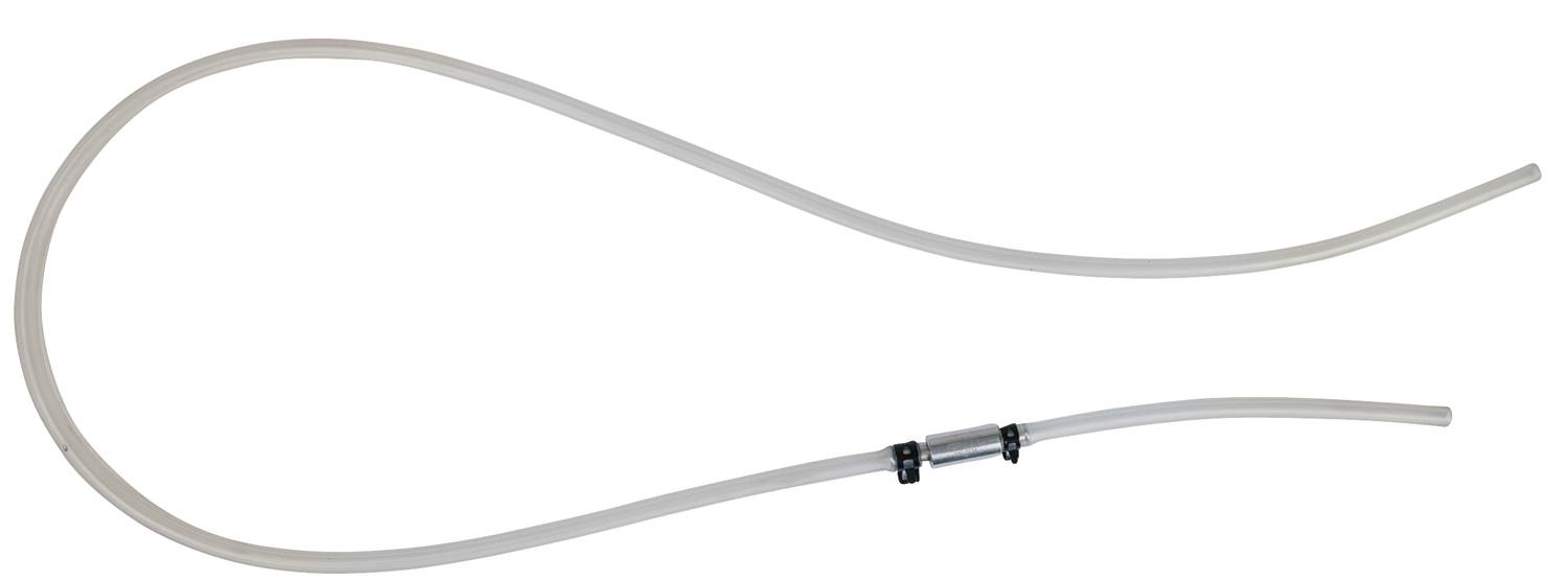 Ein länglicher, klarer Schlauch in Schleifenform mit einem schwarzen Verbinder in der Mitte.