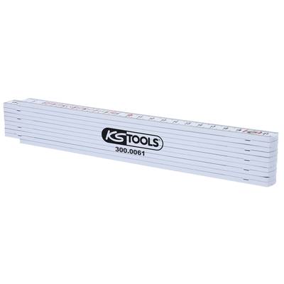 Ein weißer Zollstock von KS Tools mit der Nummer 300.0061, flach auf einer Oberfläche liegend.
