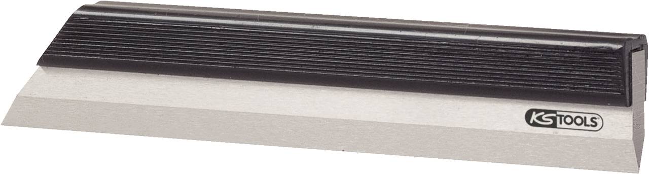 Abstreichwinkel mit schwarzer Gummileiste oben, verwendet für gleichmäßiges Verteilen oder Abziehen von Materialien.