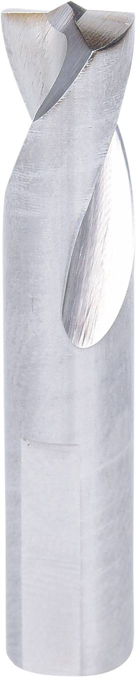 Fräser aus Metall mit zylindrischem Schaft und breiten Schneidkanten, geeignet für präzise Fräsarbeiten in Hartmaterialien.