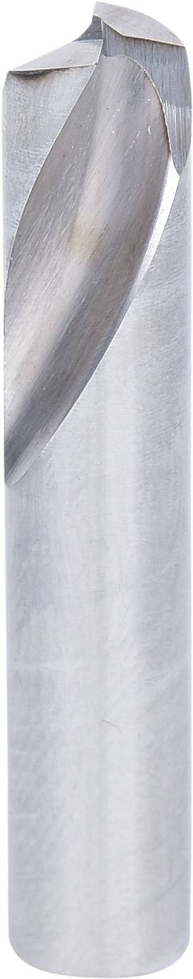 Silberne, zylindrische Fräse mit scharfer Spitze und einer Schneide, die entlang der Seite verläuft.