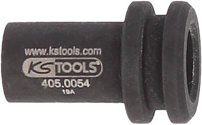 Schwarzer KS Tools Steckernippel mit der Beschriftung 'www.kstools.com', 'KS TOOLS', '405.0054' und '19A' auf weißem Hintergrund.