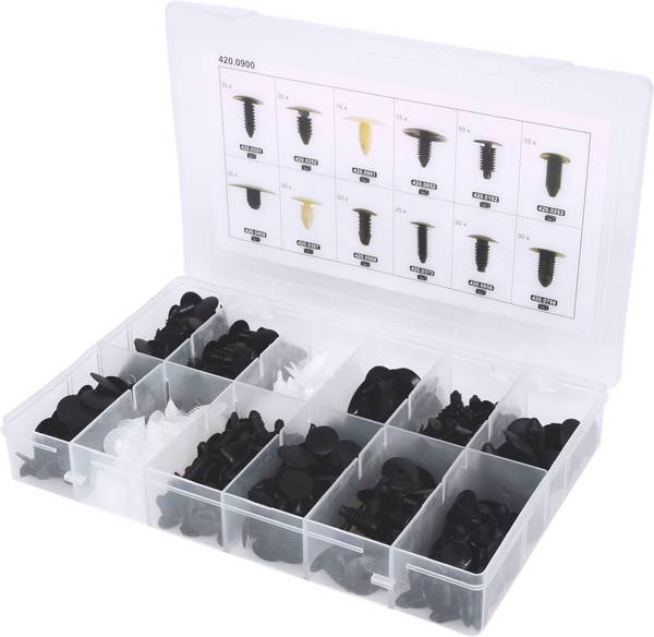 KS Tools 420.0900 Befestigungs-Clip-Satz für Kabelbäume, 340-tlg