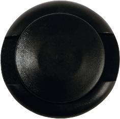 Schwarzer, runder Knauf.