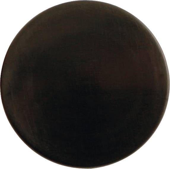 Eine schwarze Kugel mit glatter Oberfläche, zentral platziert auf weißem Hintergrund.
