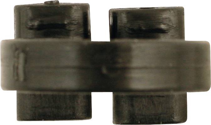 Eine schwarze, zylindrische Kunststoffkomponente mit zwei verbundenen Röhren. Möglicherweise Teil eines technischen oder mechanischen Systems.