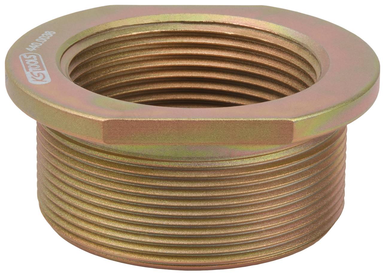 Bronzene Reduzierhülse mit Außengewinde, hergestellt von KS Tools; verwendet für hydraulische Systeme; robuste und korrosionsbeständige Bauweise.