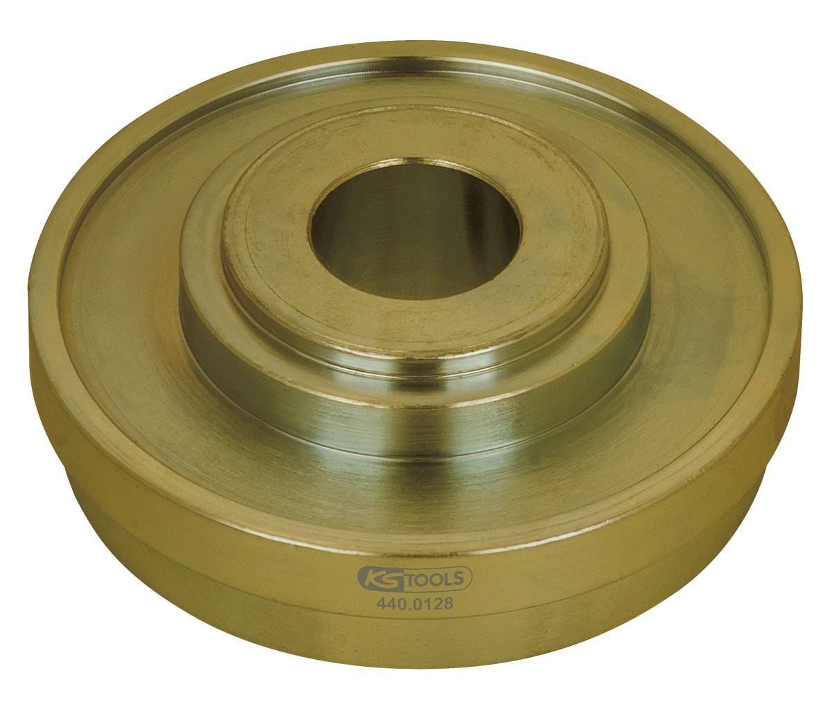 Metallischer Radlager-Sitz; goldfarbene, zylindrische Form; für Kfz-Instandhaltung.