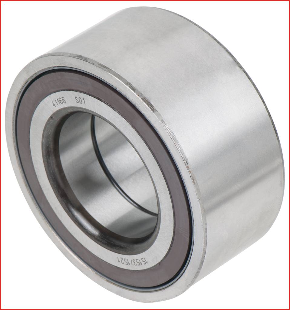 Ein zylindrisches Radiallager aus Metall mit Innen- und Außenring. Es hat eine glatte, silbrige Oberfläche und ist industriell gefertigt.