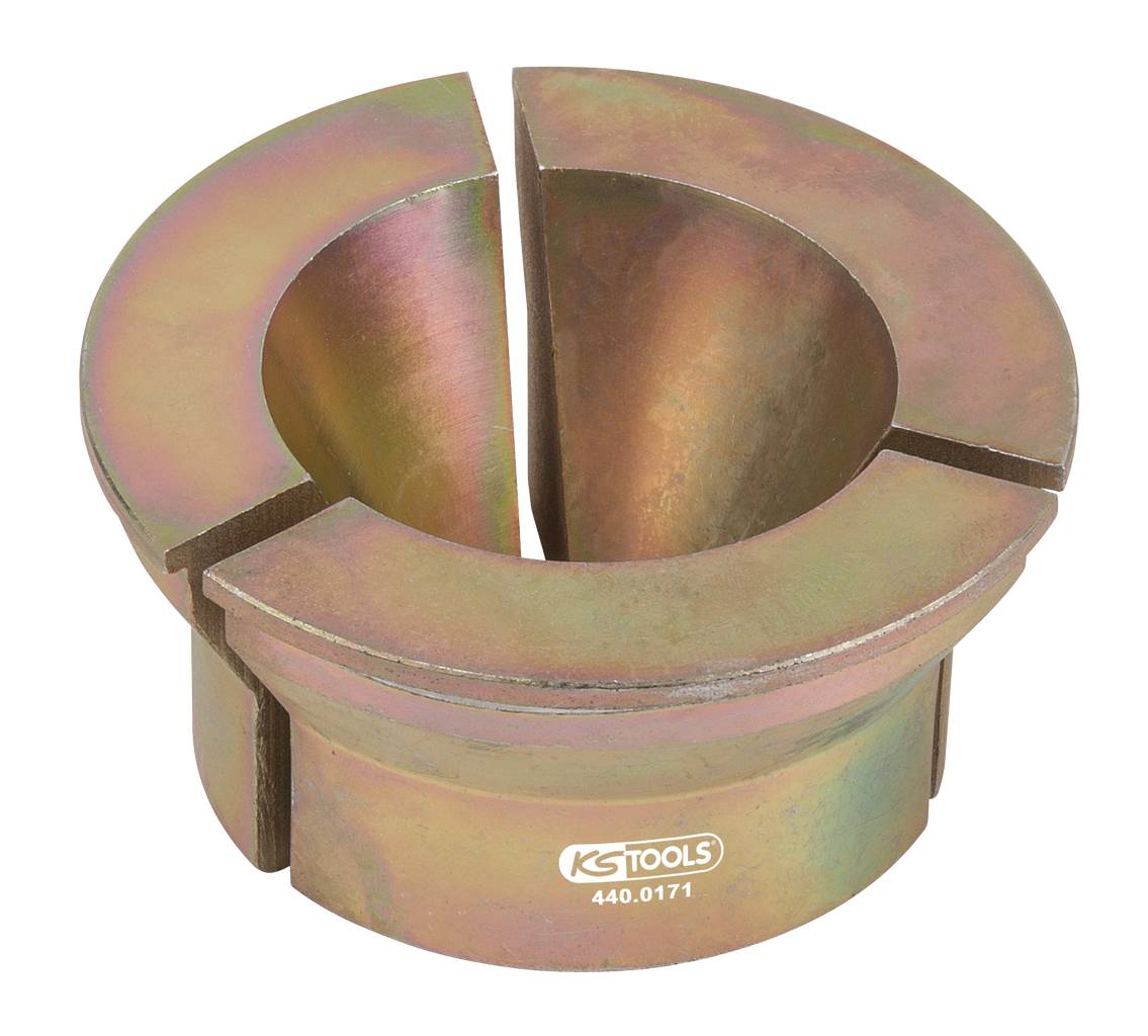 Metallischer Ringspaltkeil in segmentierter Form, hauptsächlich für technische Anwendungen. Label auf der Vorderseite zeigt 'KS Tools'.