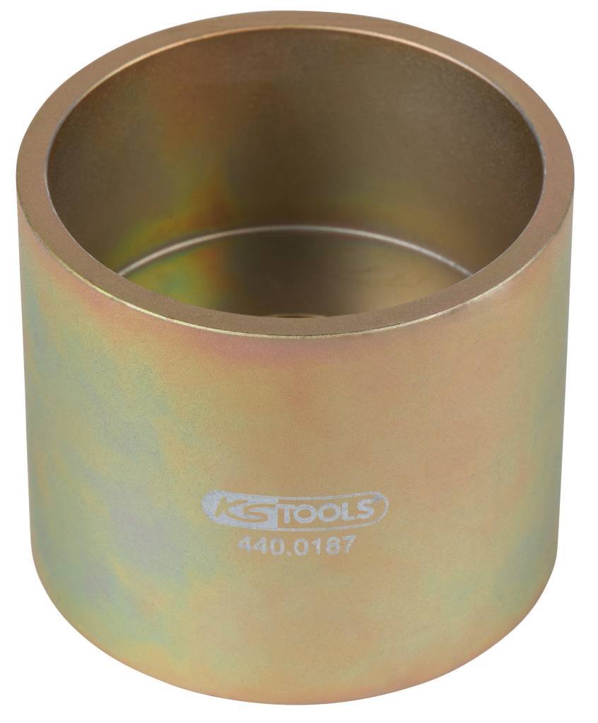 Metallhülse mit Aufdruck 'KS TOOLS 440.0187', zylindrisch, schimmernde Oberfläche.