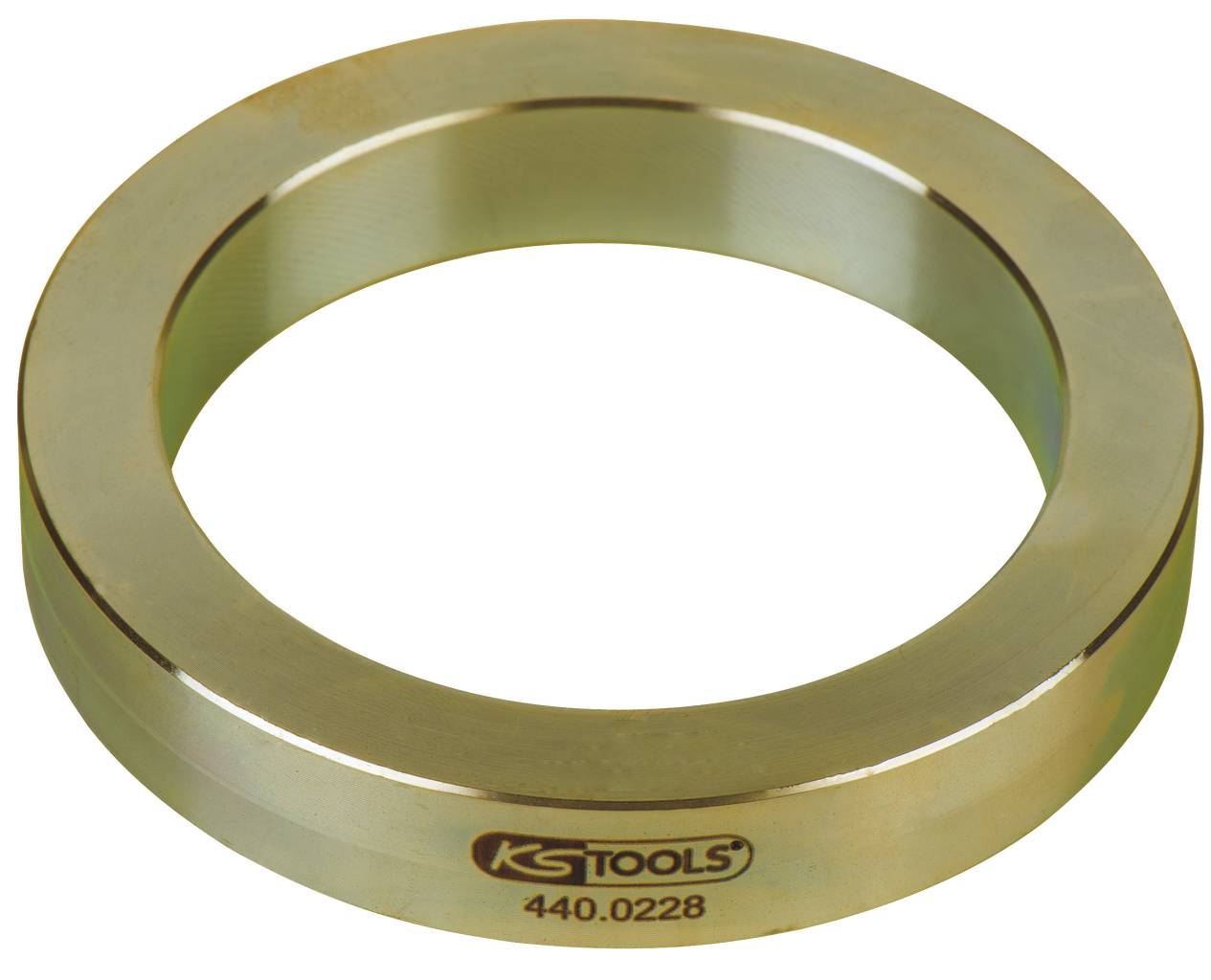 Ein flacher, runder Metallring mit der Aufschrift 'KS TOOLS 440.0228'. Dient vermutlich als Werkzeug, Spannvorrichtung oder Dichtung.