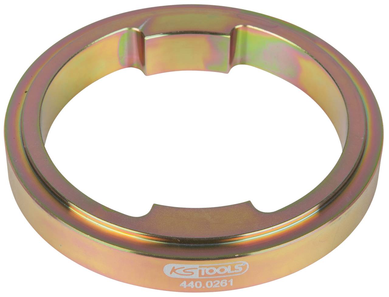 Ein runder Metallring mit zwei Einschnitten, beschriftet mit 'KS Tools 440.0261'.