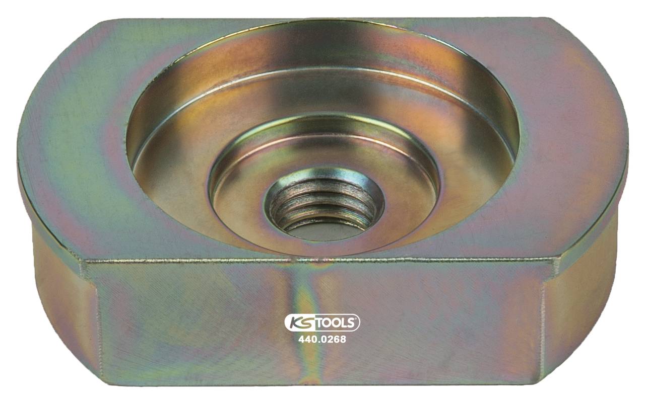Metallischer Schraubadapter mit sechseckiger Basis und zentralem Gewinde. Das Logo 'KS TOOLS' und die Nummer '440.0268' sind aufgedruckt.