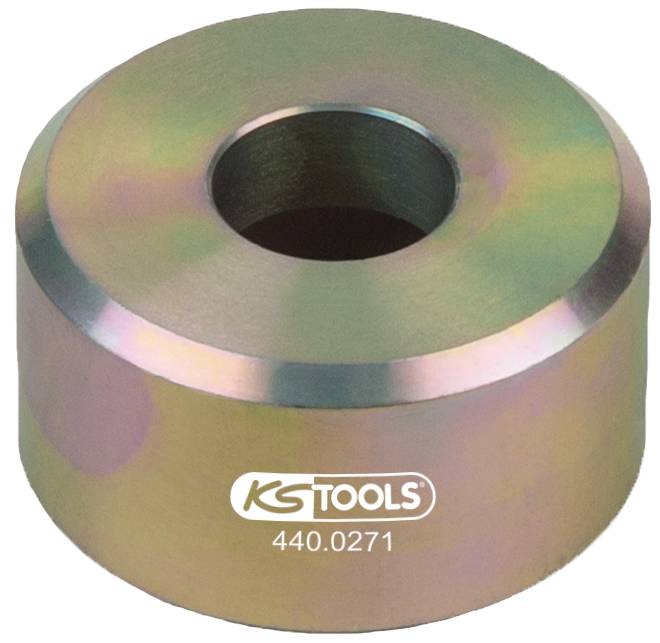 'Runder metallener Adapter mit zentralem Loch und KS Tools Logo. Modellnummer 440.0271 unterhalb des Logos.'