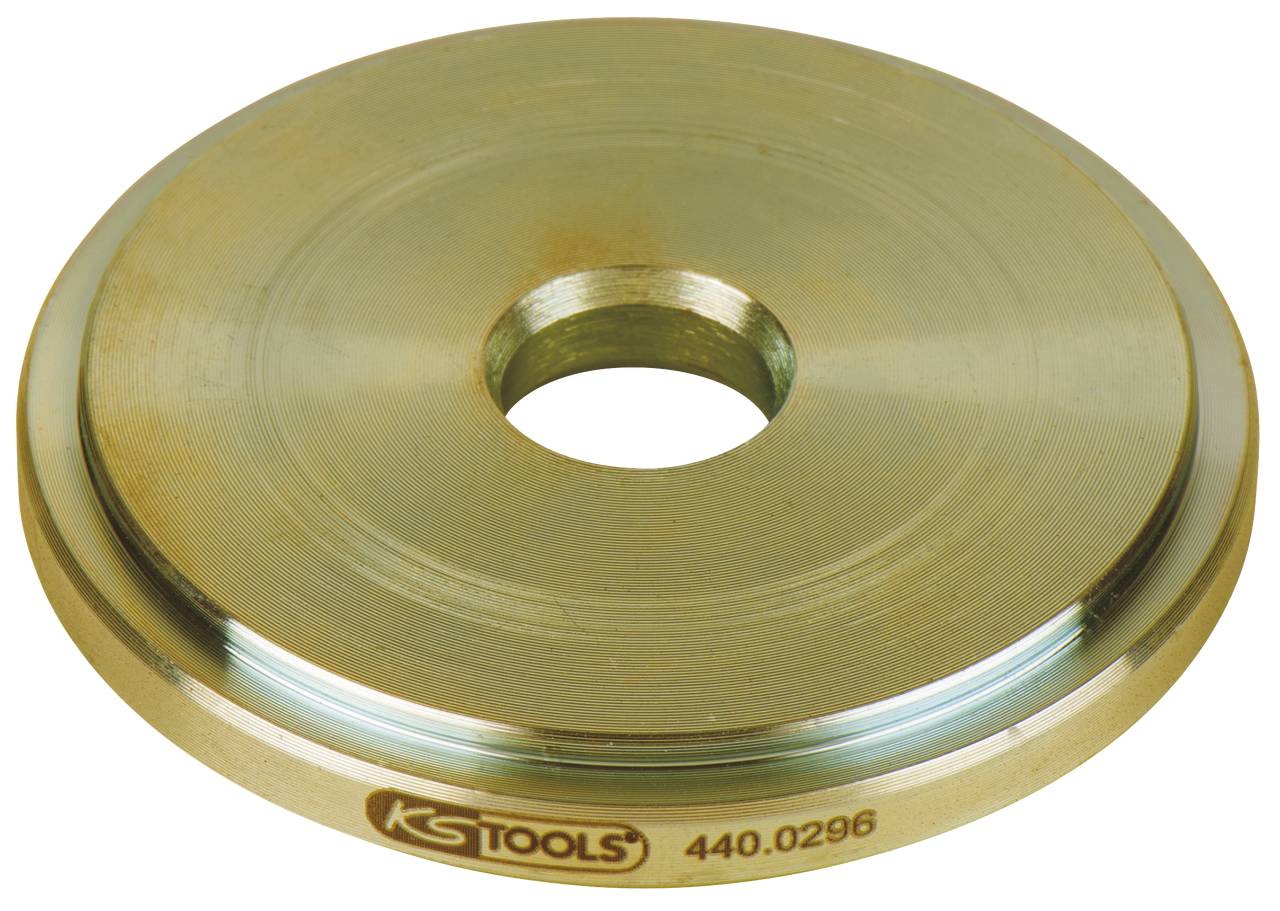 Eine runde Metallklinge mit einem Loch in der Mitte. Die Aufschrift 'KS TOOLS 440.0296' ist am Rand eingraviert.