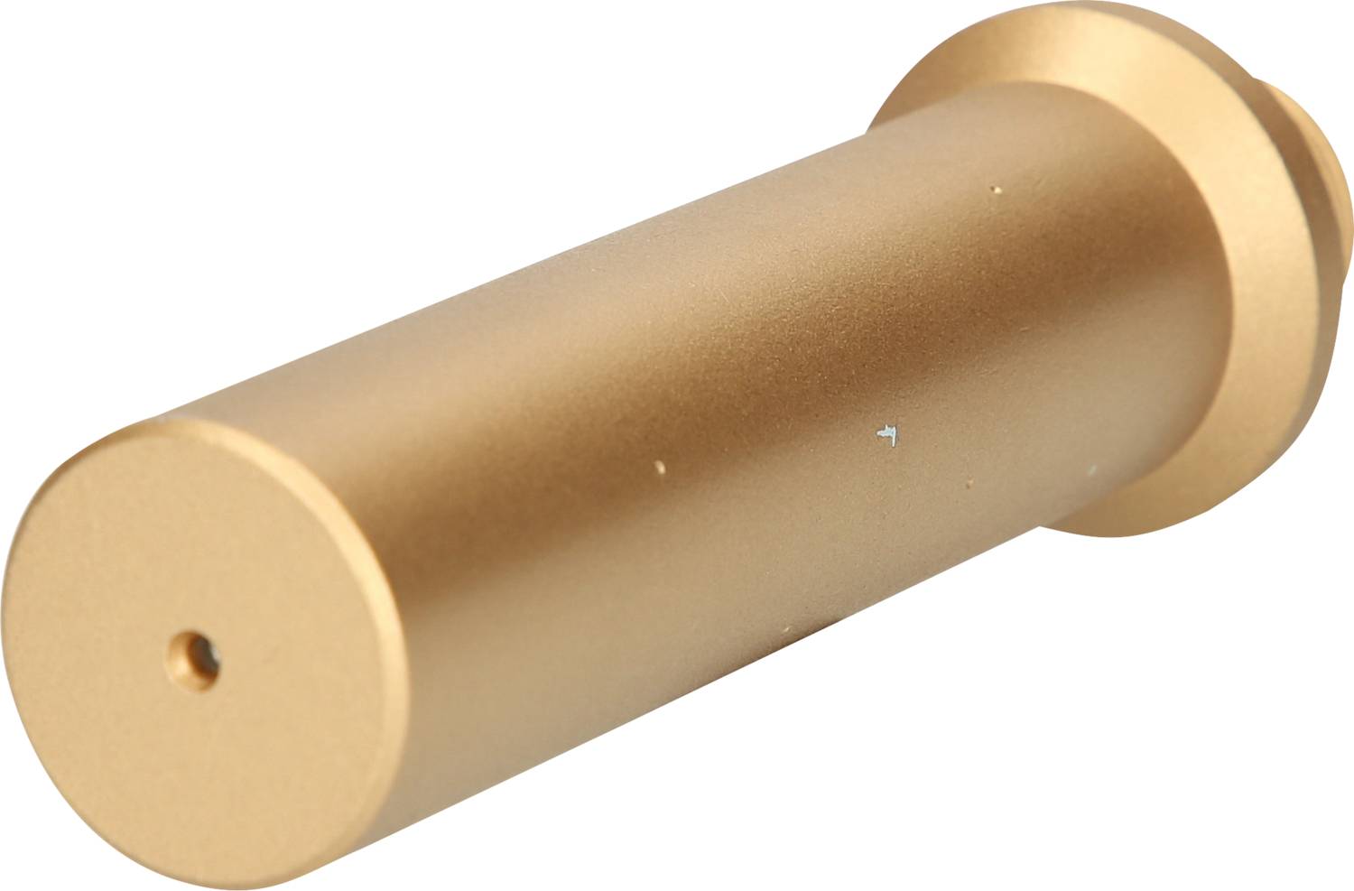 Zylindrisches, metallisches Bauteil aus goldfarbenem Material, das als Adapter oder Verbindungselement genutzt werden könnte.