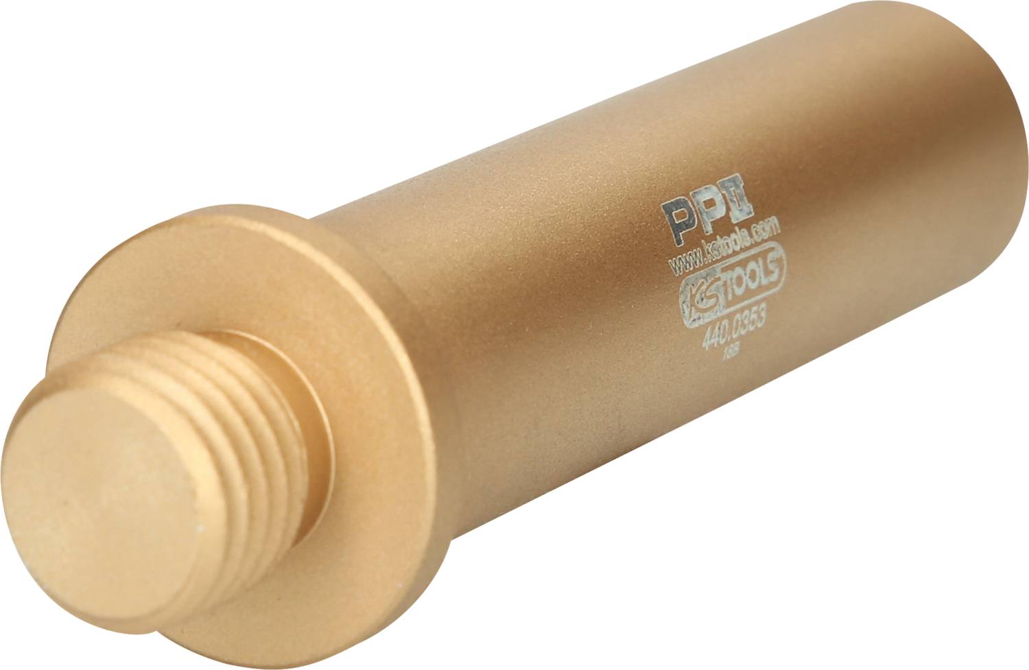 Metallischer Adapterzylinder mit Gewinde, goldfarben, markiert mit "PPT depatel.com" und "KS Tools 440.0658".