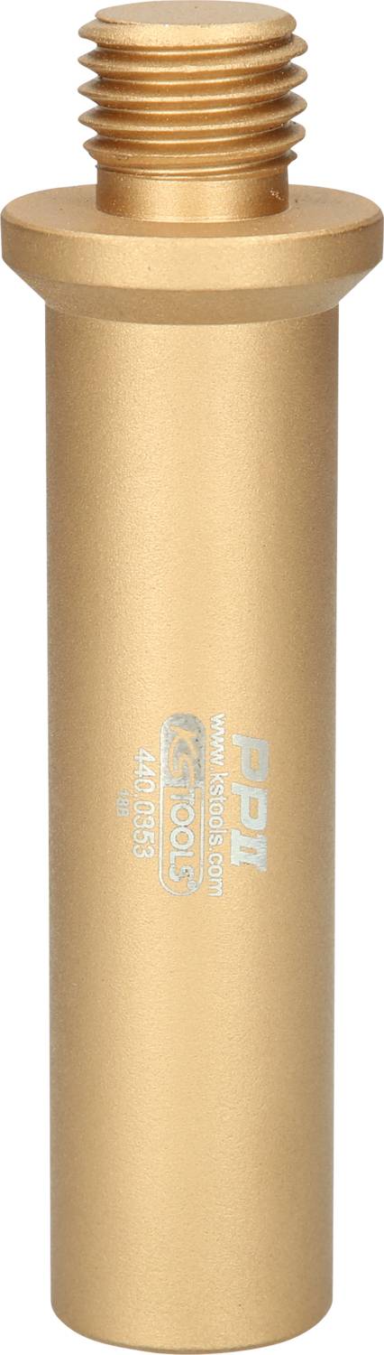 'PPE Gold Lube' von 'KG Tools', zylindrisches Metallteil, oben mit Gewinde, glatt und glänzend, für Maschinenschmierung geeignet.