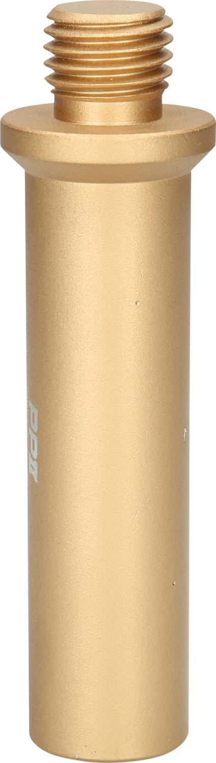 Ein zylinderförmiges, goldenes Metallteil mit Gewinde oben und glatter Oberfläche. Möglicherweise ein Ersatzteil oder Verbindungselement.