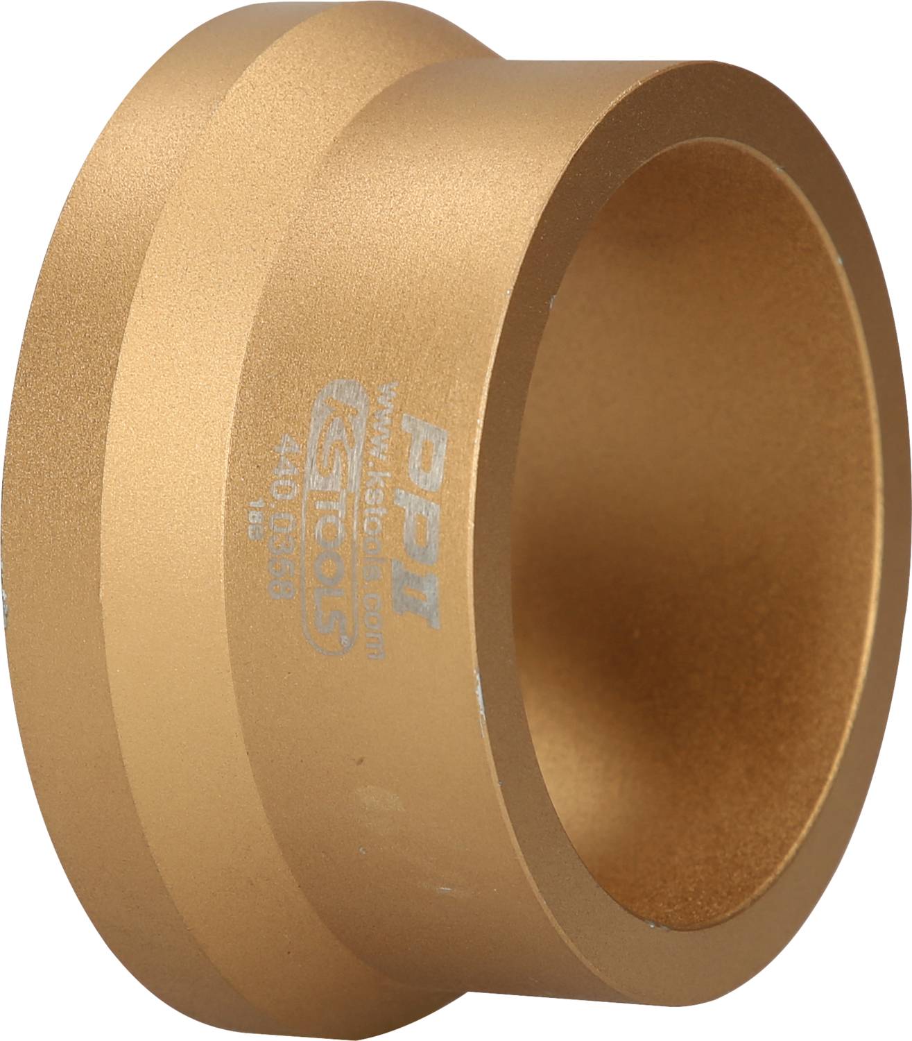 Goldenes, zylindrisches Werkzeug mit einer Öffnung, darauf die Aufschrift 'www.kstools.com'.