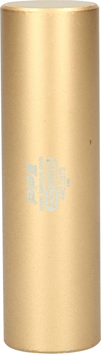 Ein goldener, zylindrischer Adapter oder Verbinder mit der Aufschrift 'PPT' und Markennamen, wahrscheinlich für den technischen Einsatz.