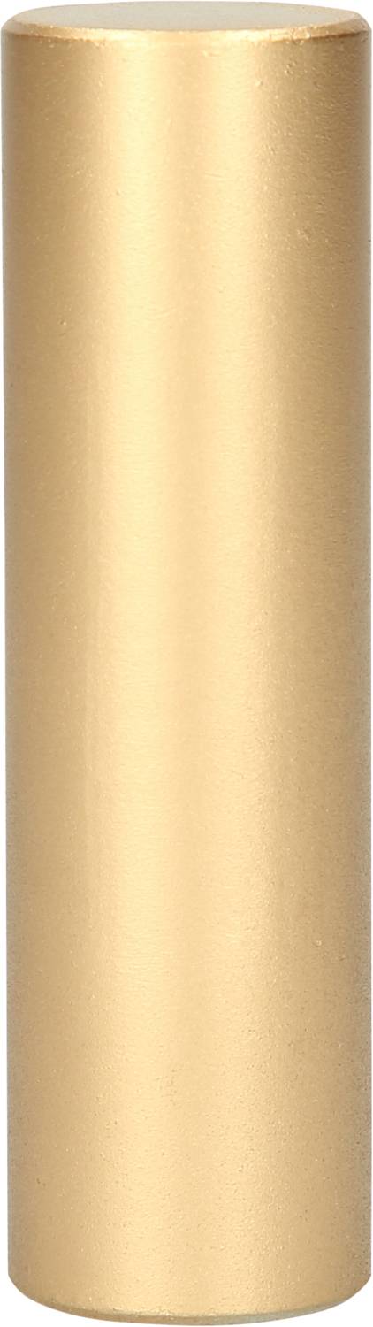 Goldene Metallröhre, evtl. als Lippenstifthülle gedacht. Glatte Oberfläche, schlicht und elegant gestaltet.