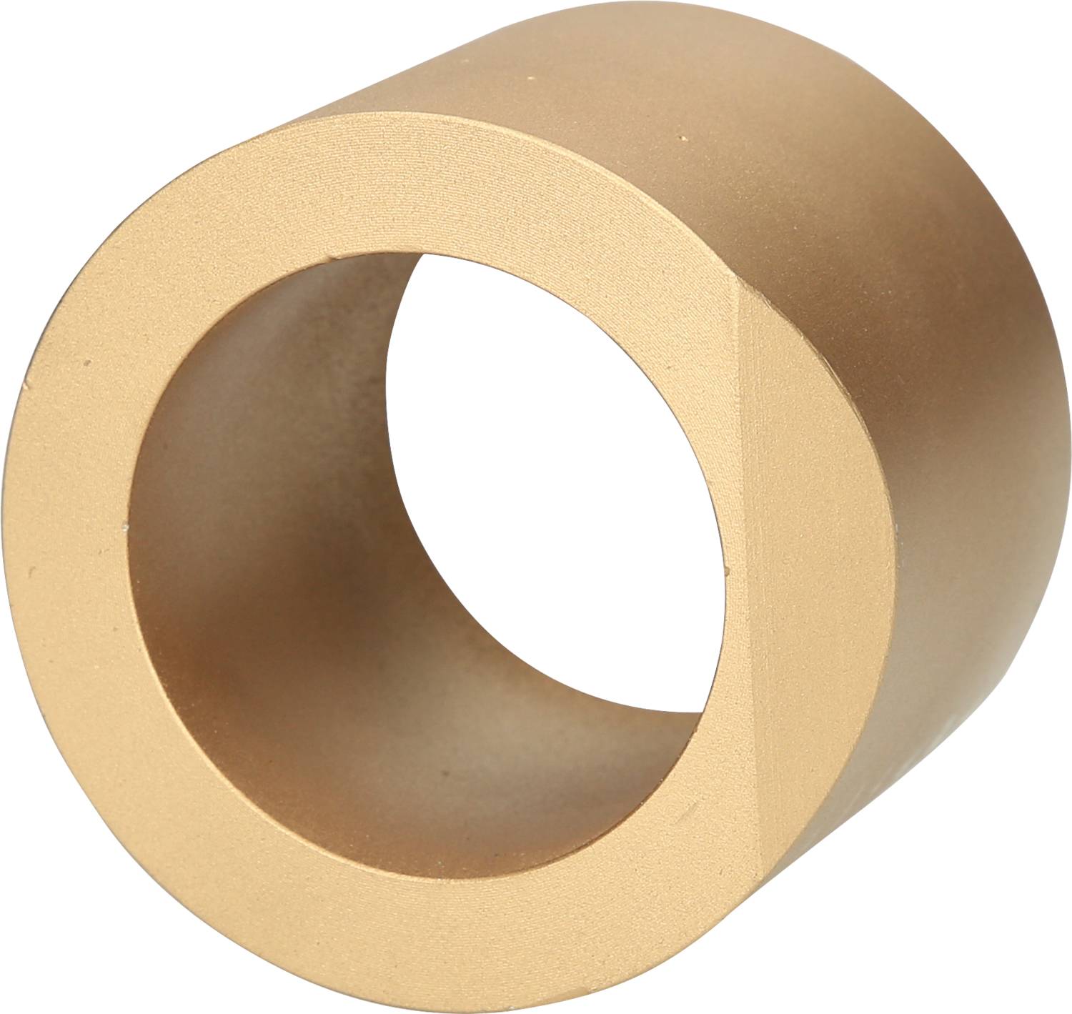 Beige-hohlzylinder mit glänzender Oberfläche, liegend.