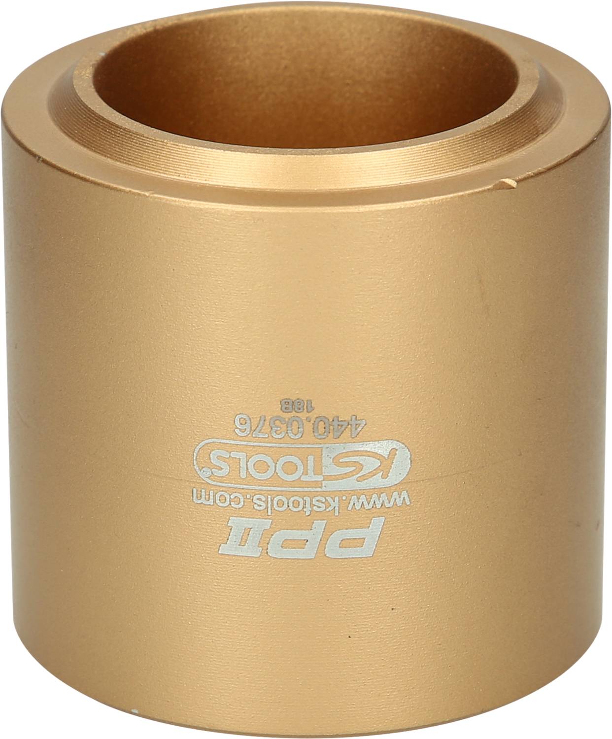 Ein zylinderförmiges, goldfarbenes Metallteil mit der Gravur 'PPI K-Tools 44.0/37.6mm'.