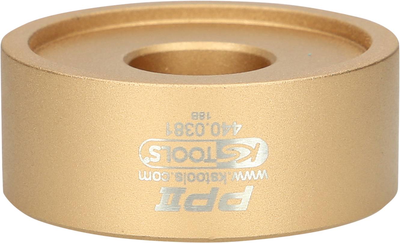 Goldener Adapterring mit 'PPI' und 'K Tools'-Logo. Verwendet für präzise Anpassungen in technischen Anwendungen.