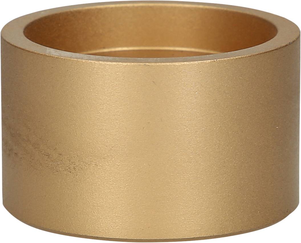 Ein zylindrischer, goldfarbener Metallring mit glatter Oberfläche.