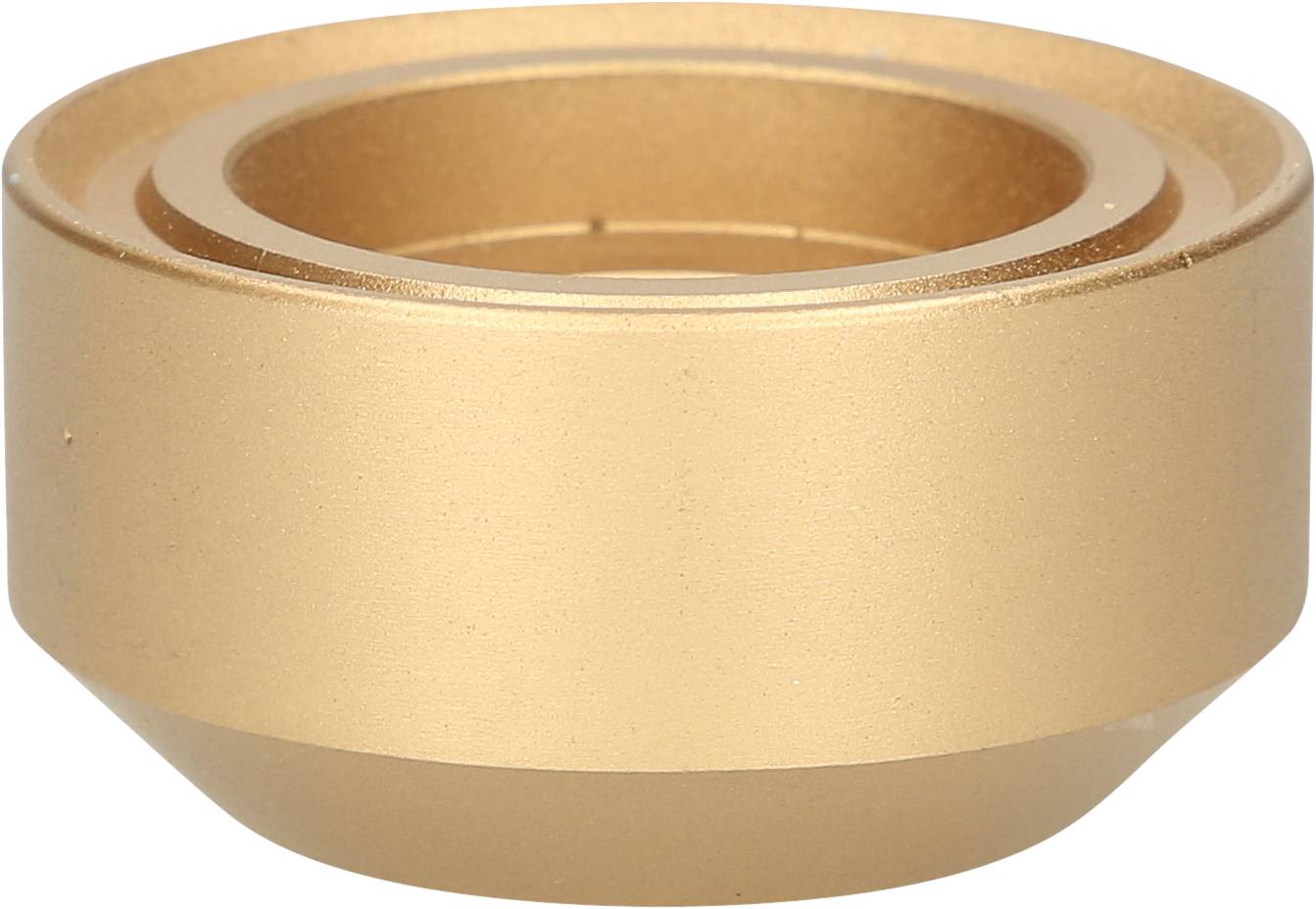 Ein goldener, zylindrischer Metallring mit abgerundeten Kanten, auf neutralem Hintergrund, dient zur Stabilisierung oder Verbindung.