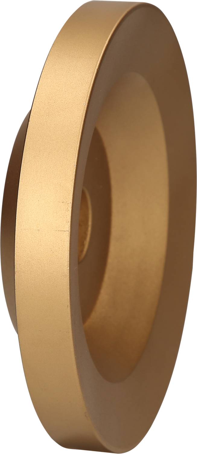 Ein bronzefarbener, runder, dicker Ring mit einer Vertiefung in der Mitte.