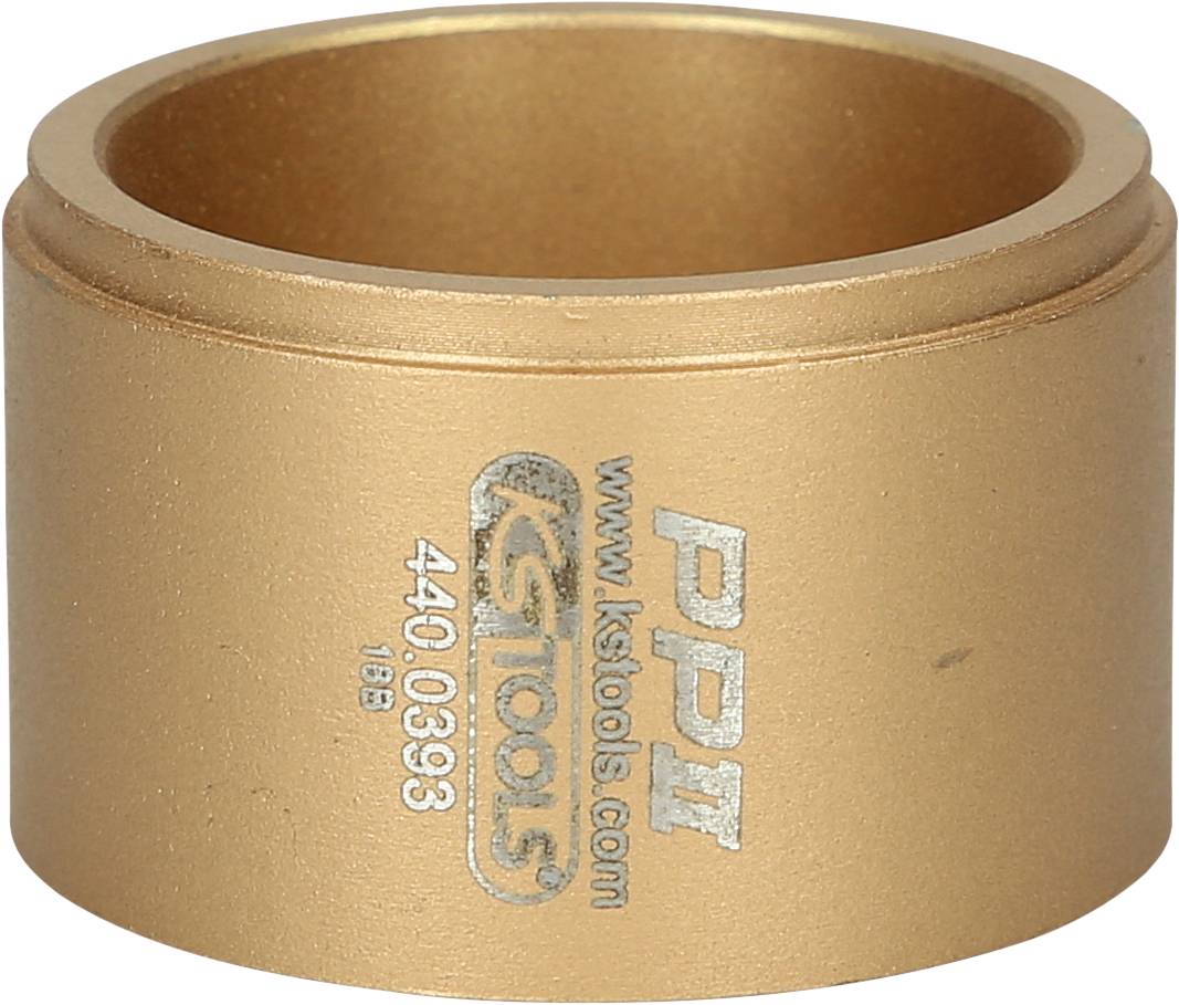 Ein goldenes Metallteil mit der Aufschrift 'KS TOOLS', 'www.kstools.com', 'PPI' und der Nummer '440.8393'. Used as a tool or accessory.