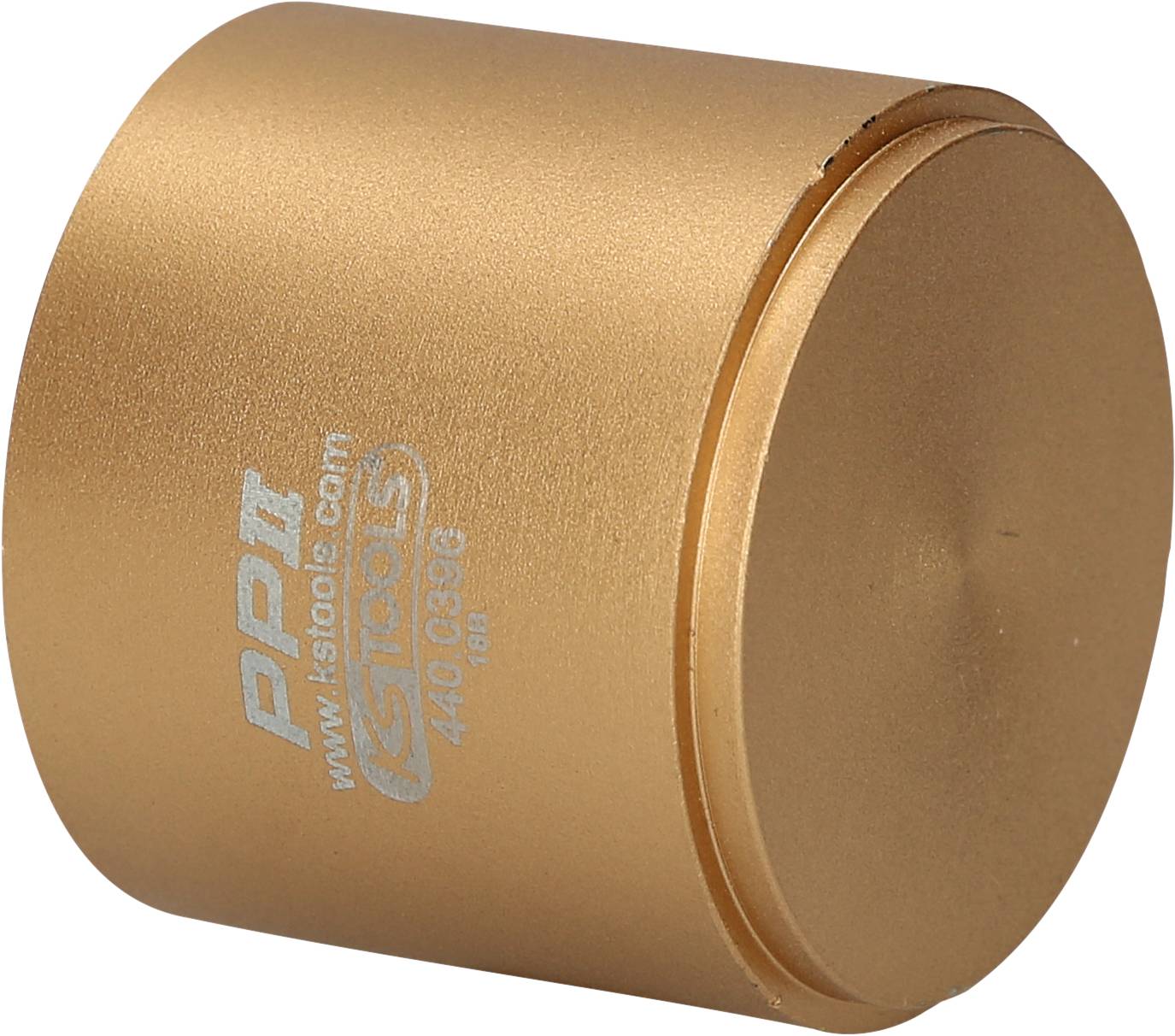 Ein goldfarbener Werkzeugaufsatz mit Aufschrift 'PPI, kstools.com, 440.0839' von KS Tools. Zylinderform, metallische Oberfläche.