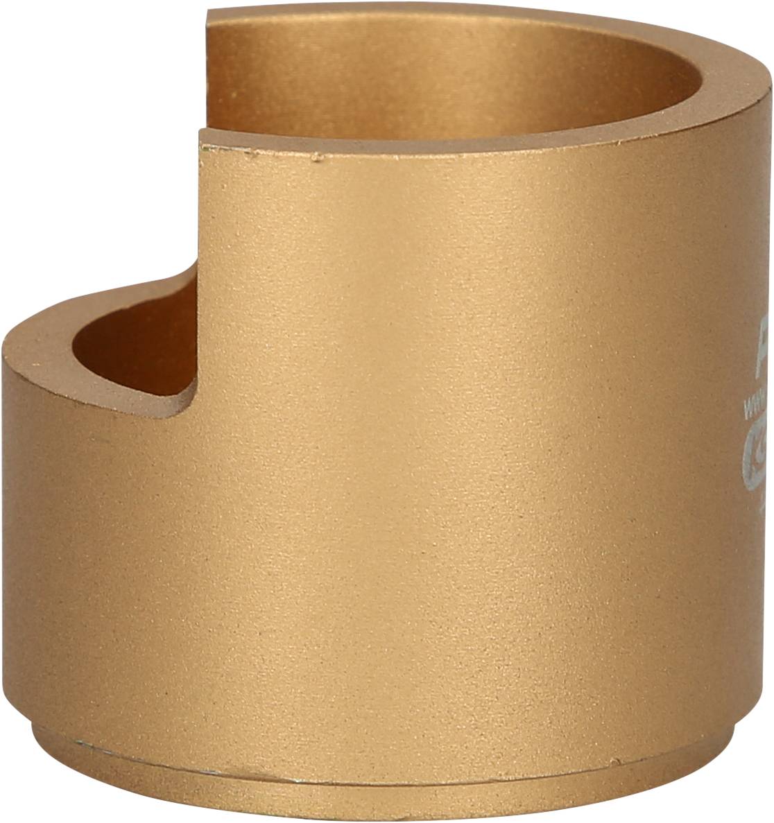 Goldfarbenes, zylindrisches Metallstück mit einer seitlichen Aussparung.