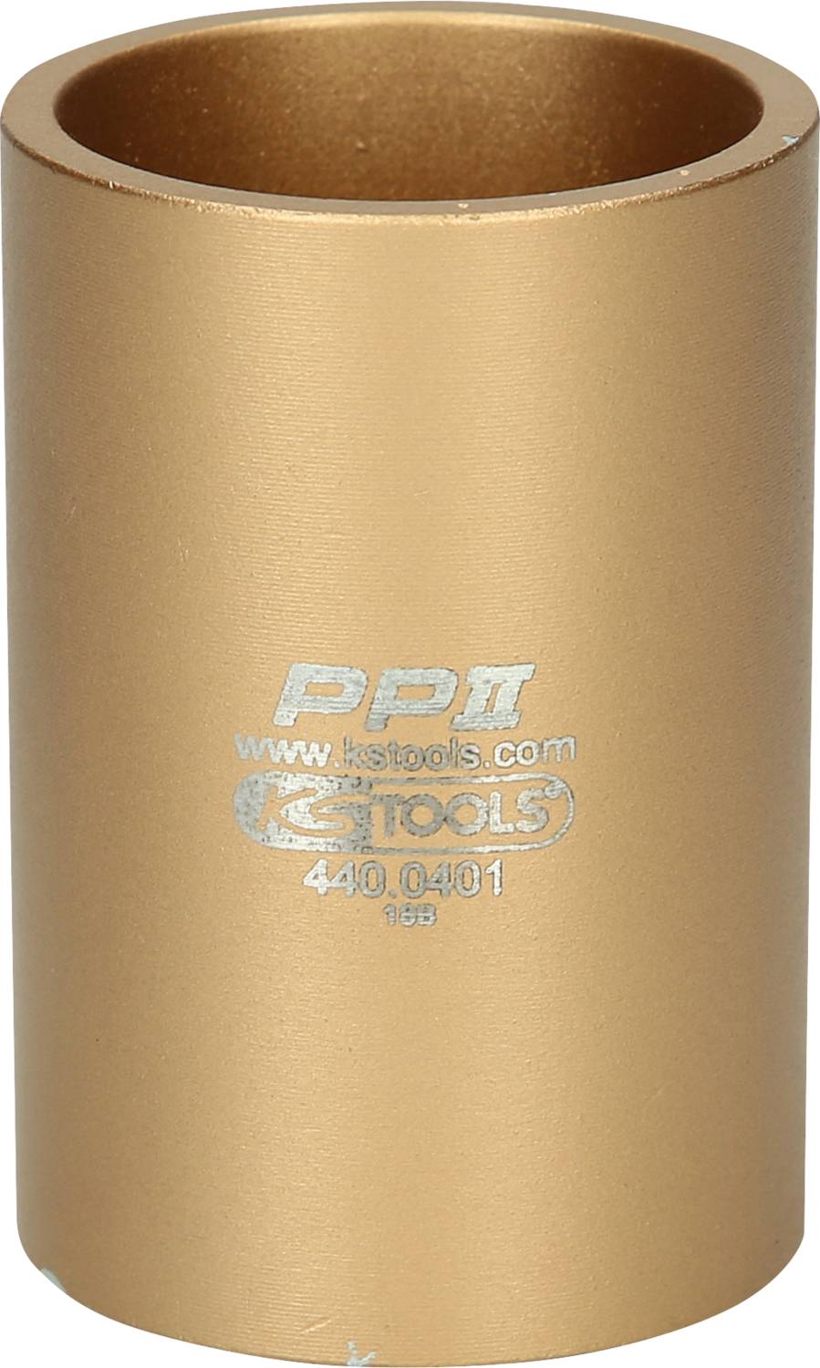 Goldener, zylindrischer Steckschlüssel-Aufsatz mit Aufschrift 'KS Tools', 'PPI', und '440.0401'.