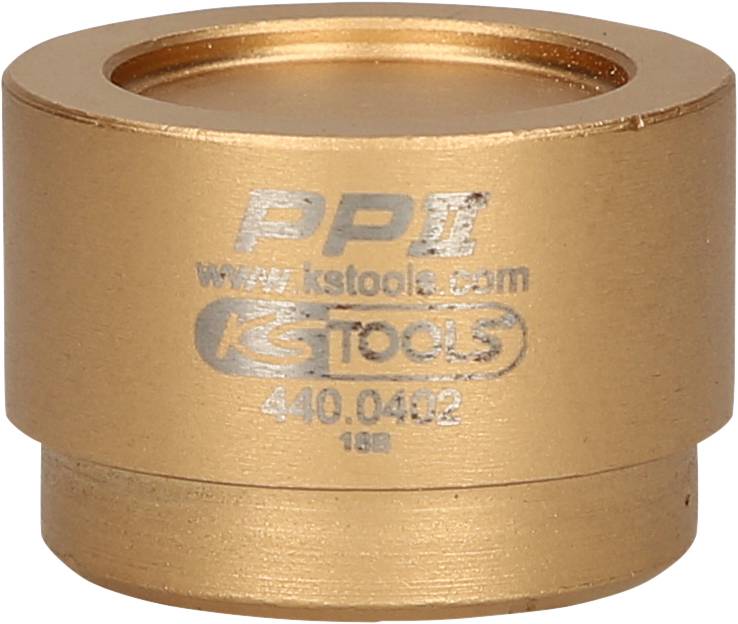 'Goldfarbener Metalladapter mit Markierung PPI, www.kstools.com, KS TOOLS 440.0402 16B' auf der Vorderseite sichtbar.
