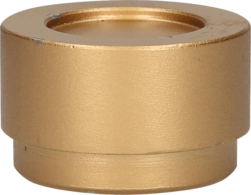 Ein bronzefarbener, zylindrischer Metallring mit einer Vertiefung in der Mitte.