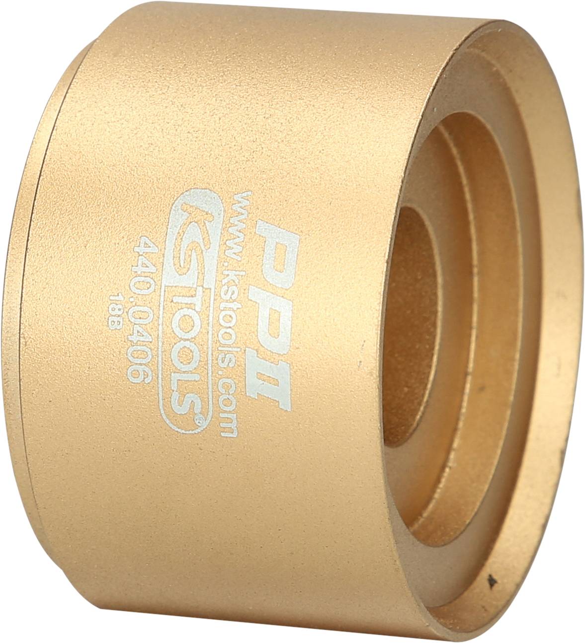 Ein goldener Zylinder mit dem Aufdruck 'KS TOOLS' und einer Seriennummer. Werkzeugteil für spezifische Anwendungen.