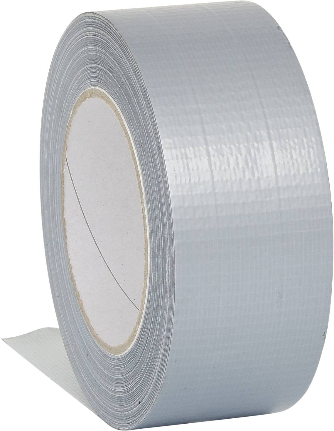 Eine Rolle silbernes Klebeband, teilweise abgerollt.