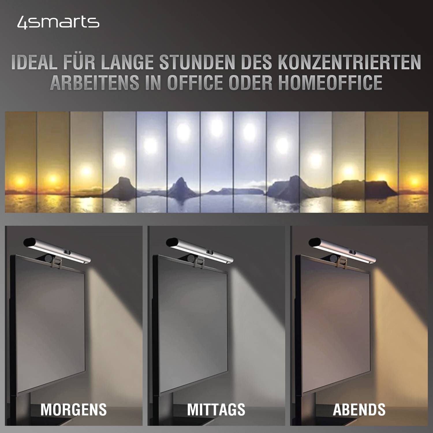Monitorlampe 2in1 LightBar Pro silber mit FullHD Webcam.-13