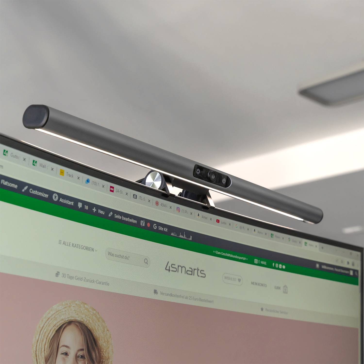 Monitorlampe 2in1 LightBar Pro silber mit FullHD Webcam.-6