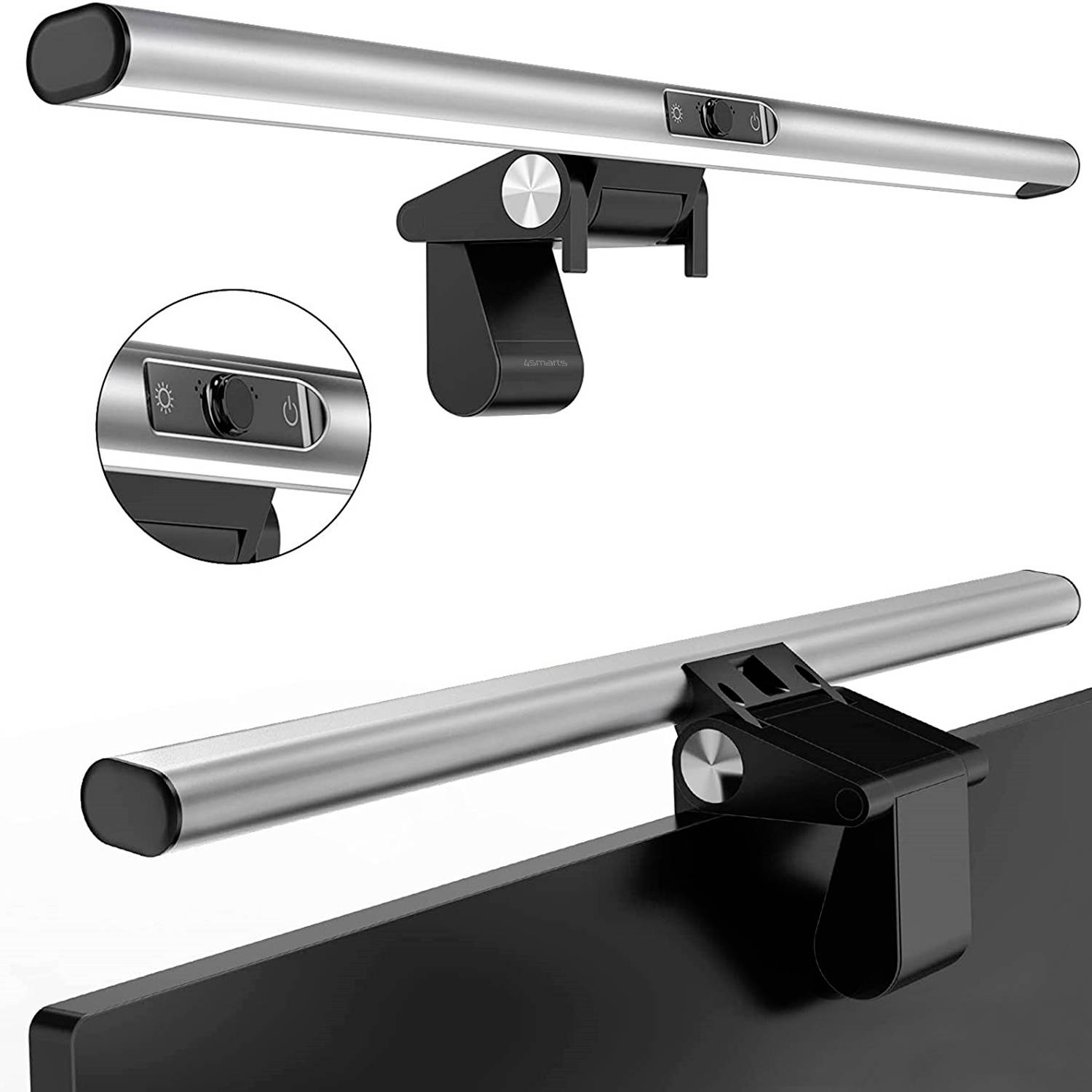 Monitorlampe 2in1 LightBar Pro silber mit FullHD Webcam.-3