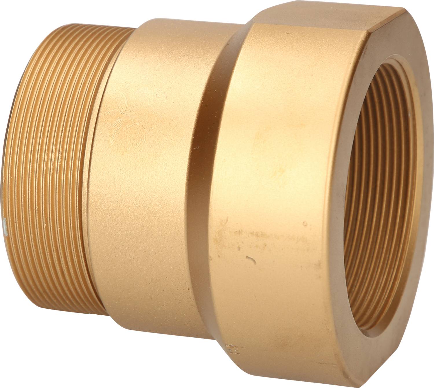 Messing-Sechskant-Reduzierstück mit Außengewinde auf Innengewinde. Ideal für Rohrverbindungen und Armaturen.