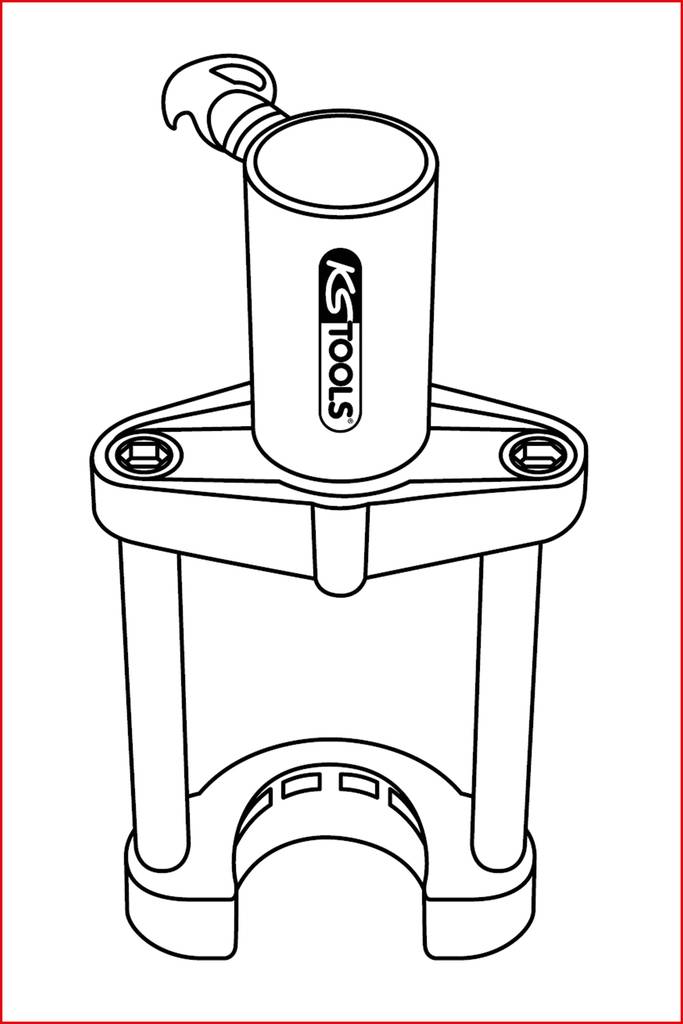 Abbildung einer mechanischen Abziehvorrichtung von KS Tools, bestehend aus zwei stabilen Armen und einem zentralen Schraubmechanismus.