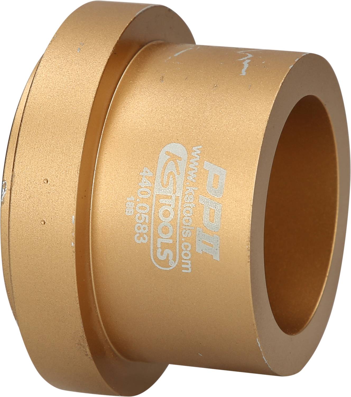 Ein goldener zylindrischer Ring mit der Aufschrift 'KSTools' und einer Artikelnummer.
