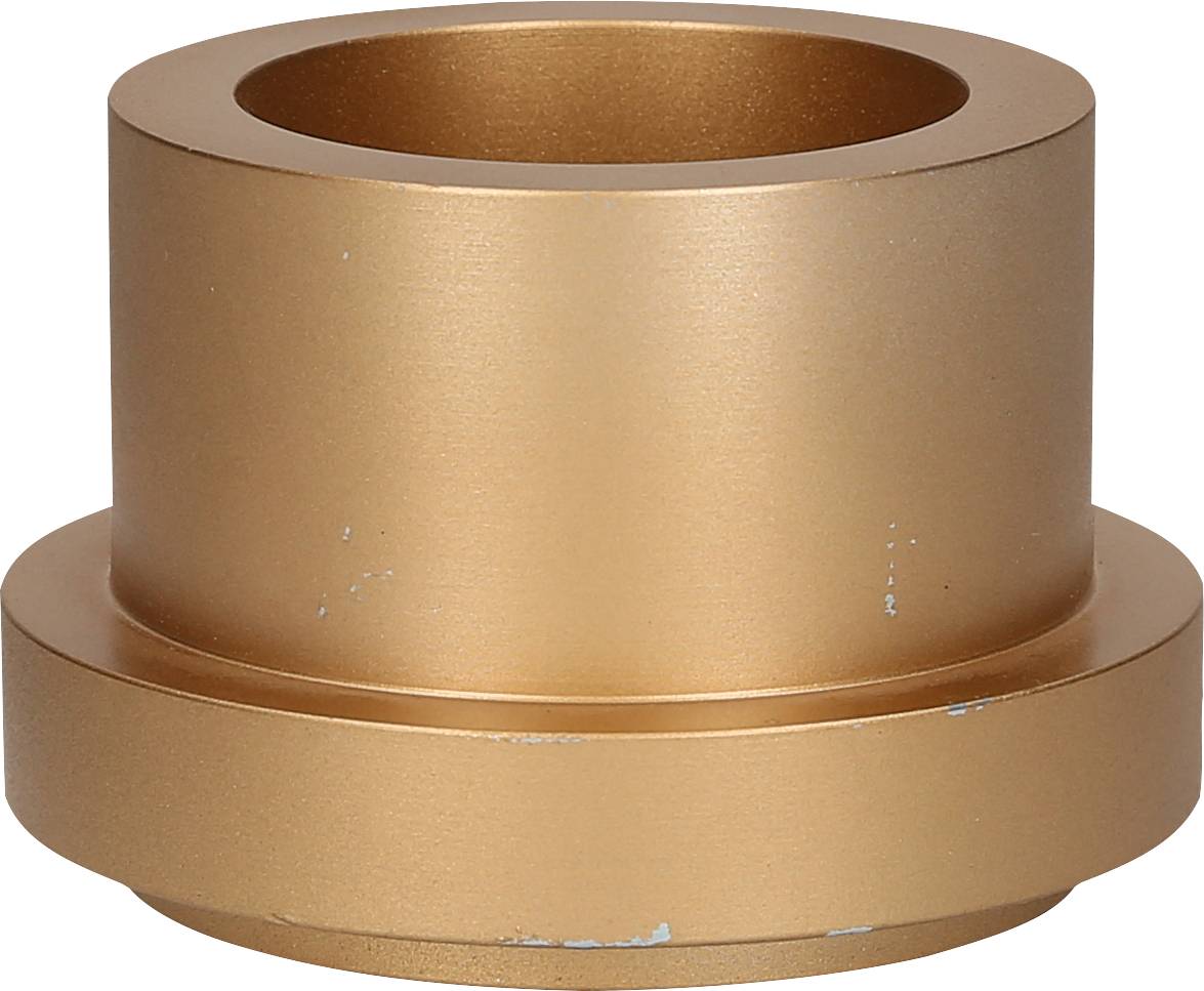 Ein zylinderförmiger, goldfarbener Metallring mit glatter Oberfläche, leicht abgenutzt. Verwendet für industrielle Anwendungen.