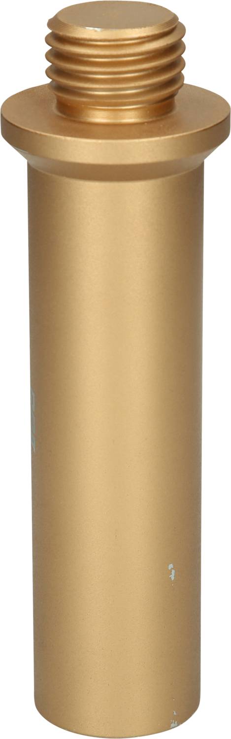 Ein zylindrisches, goldenes Metallteil mit Schraubgewinde oben. Es dient vermutlich als Verbindungsstück oder Befestigungselement.